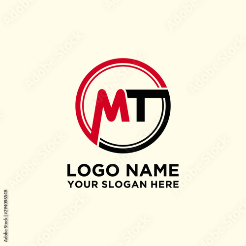 Circle logo with the letter MT inside. letters connecting with circles. Logo circle modern abstract