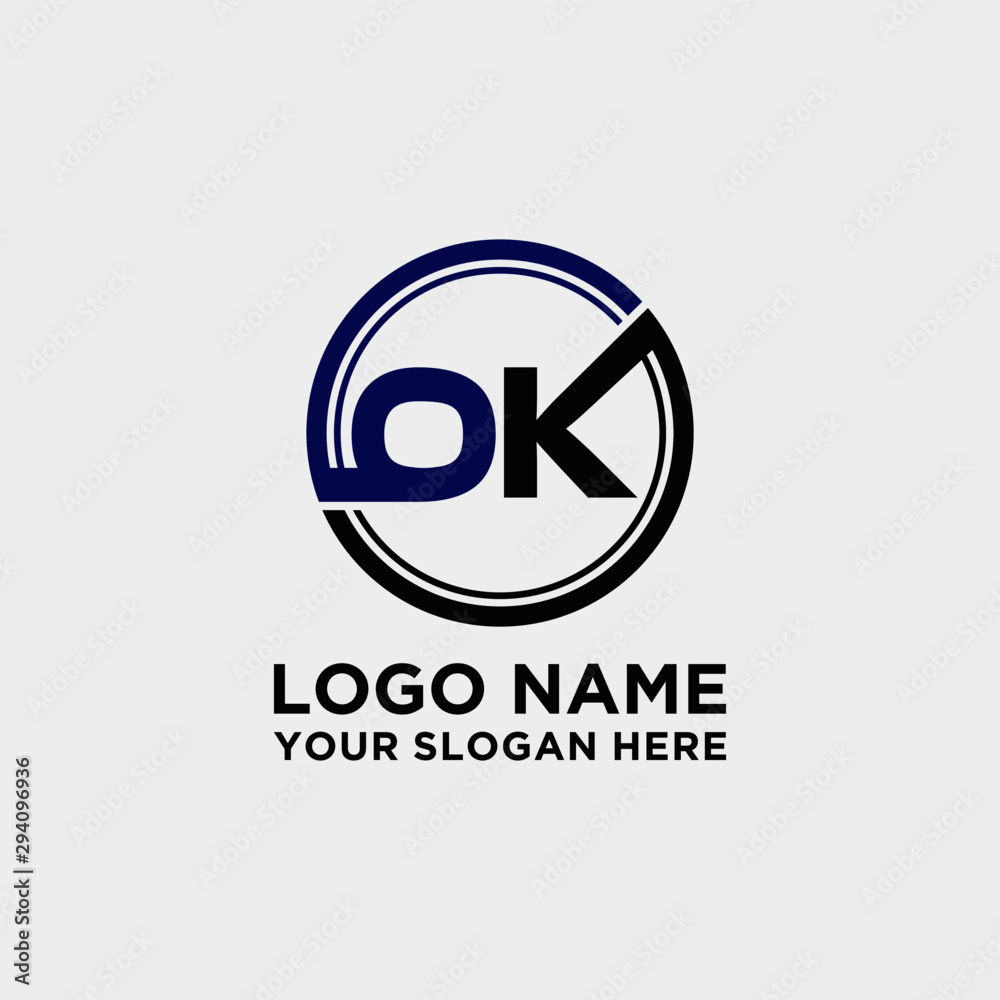 Circle logo with the letter OK inside. letters connecting with circles. Logo circle modern abstract Circle logo with the letter OK inside. letters connecting with circles. Logo circle modern abstract