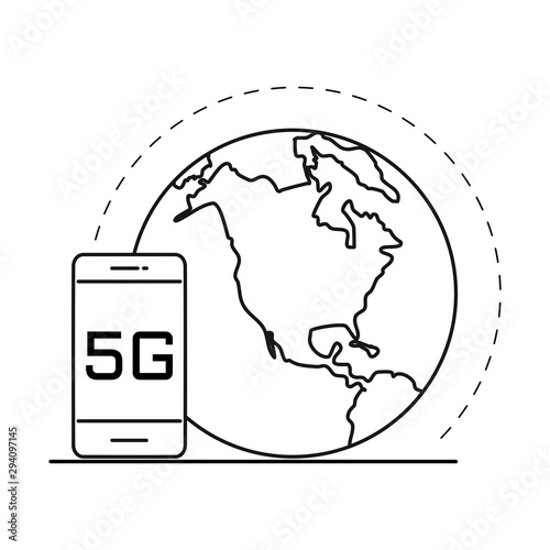 Fifth Generation Wireless Internet Network Connection Information Technology Illustration. 5G Flat Icon Isolated on white background. Mobile devices telecommunication business web networking. 