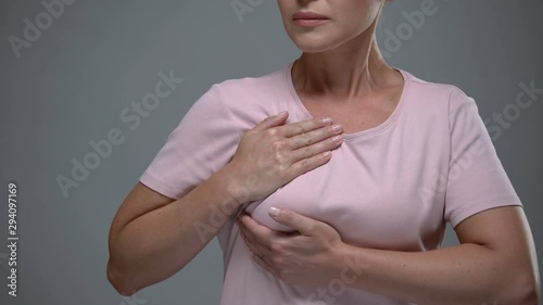 Woman worried about chest pain, mastopathy, breast cancer risk, mammology