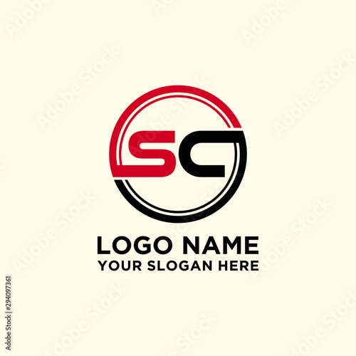 Circle logo with the letter SC inside. letters connecting with circles. Logo circle modern abstract