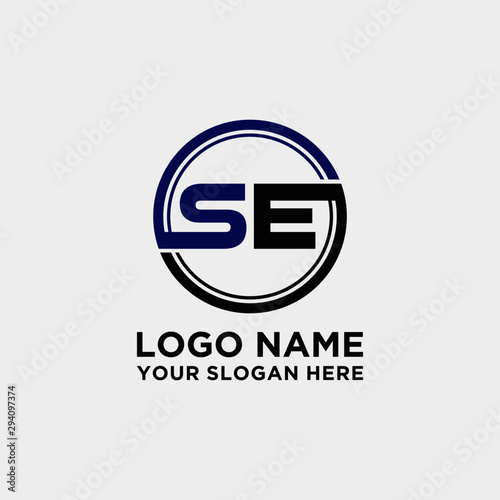 Circle logo with the letter SE inside. letters connecting with circles. Logo circle modern abstract