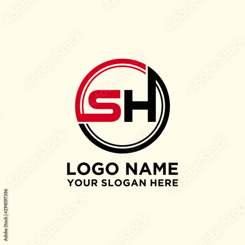 Circle logo with the letter SH inside. letters connecting with circles. Logo circle modern abstract