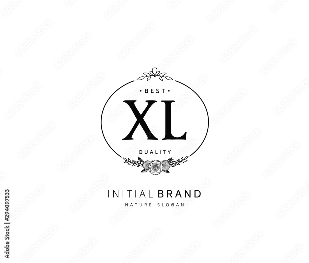 X L XL Beauty vector initial logo, handwriting logo of initial signature, wedding, fashion, jewerly, boutique, floral and botanical with creative template for any company or business.