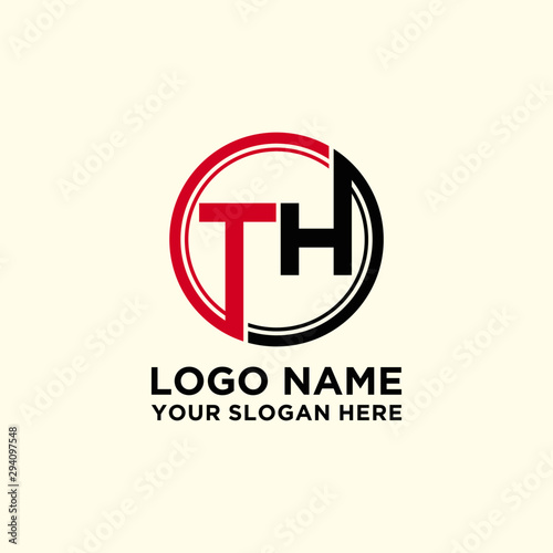 Circle logo with the letter TH inside. letters connecting with circles. Logo circle modern abstract