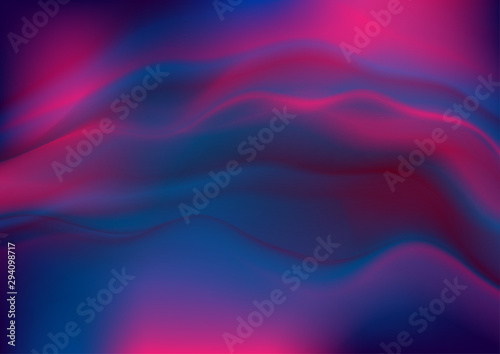 Blue purple neon smooth liquid waves abstract background. Vector glowing holographic design