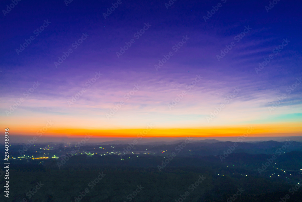 Sunrise on top mountain.