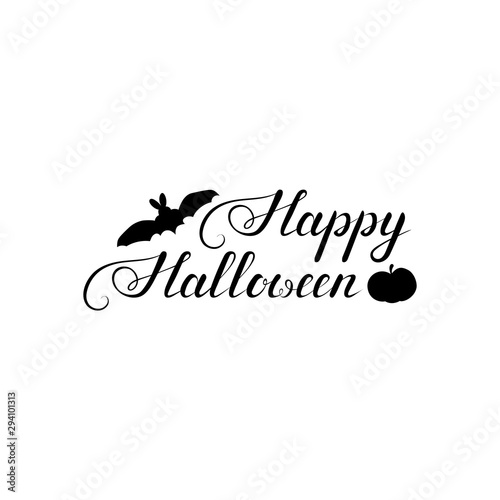 happy halloween text. handwritten calligraphic inscription. design element for greeting card, T-shirt, banner, invitation, postcard, vignette, flyer. calligraphic greeting phrase. vector illustration
