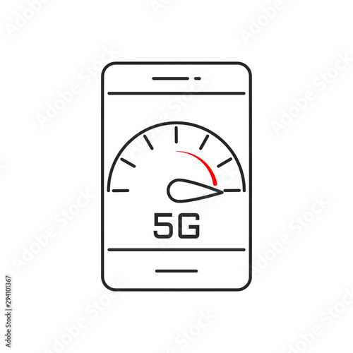 Fifth Generation Wireless Internet Network Connection Information Technology Illustration. 5G Flat Icon Isolated on white background. Mobile devices telecommunication business web networking. 