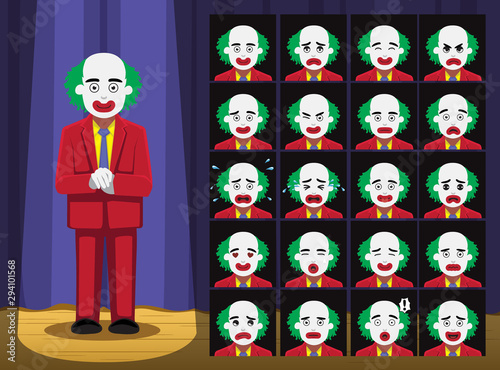Clown Joker Costume Cartoon Emotion faces Vector Illustration-01
