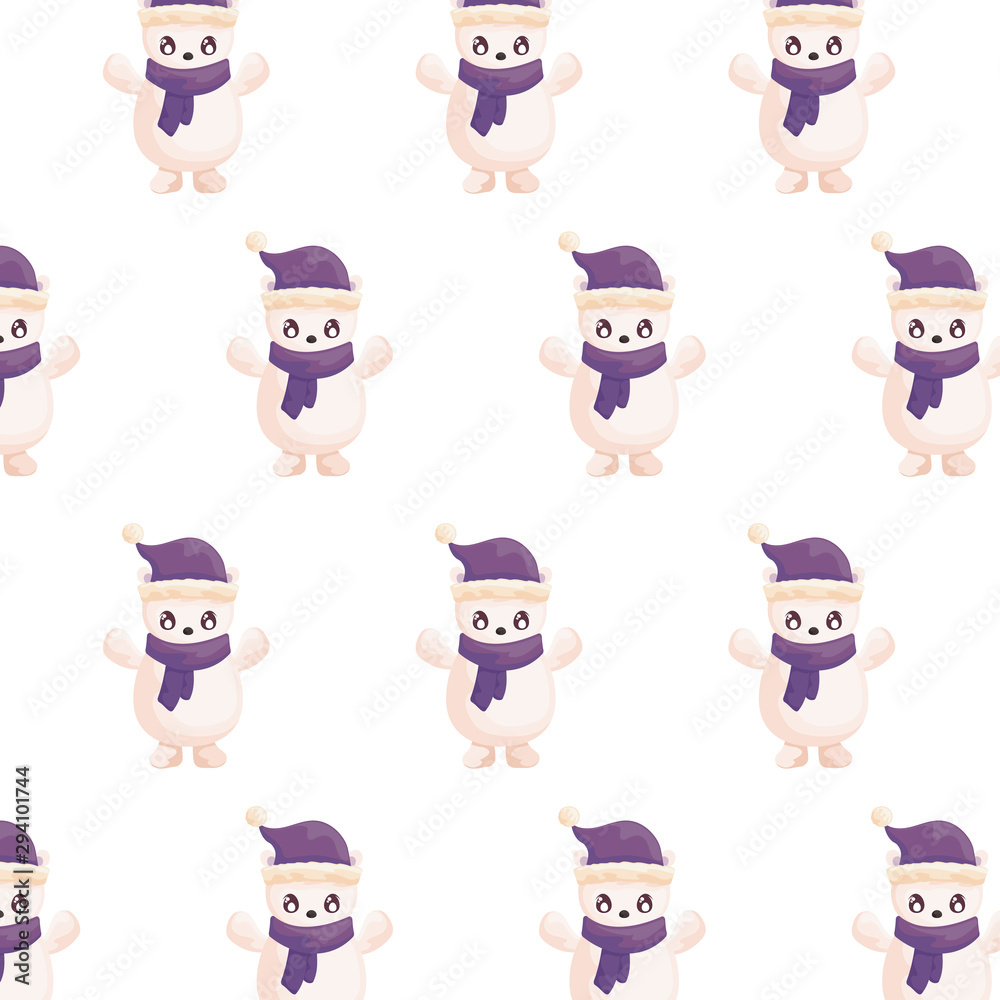 cute polar bear with hat and scarf on white background cute polar bear with hat and scarf on white background