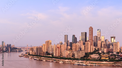 Modern metropolis skyline at sunrise,Chongqing,China.