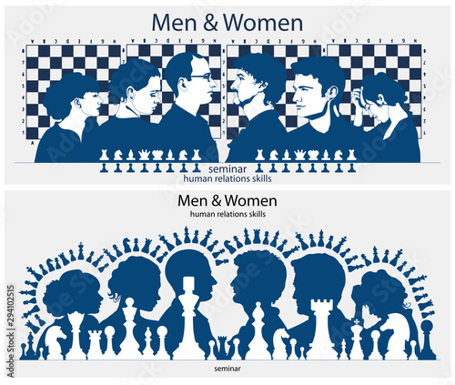 Men and women. Chess. Skills, parties of human relations.