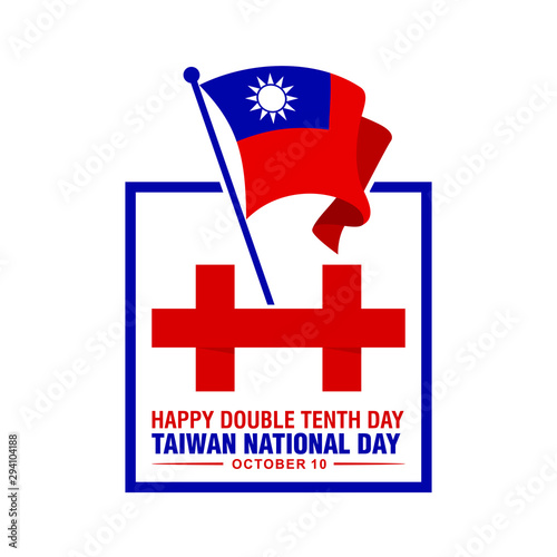 Taiwan National Day. October 10. Double Tenth Day. Vector Illustration. Map.