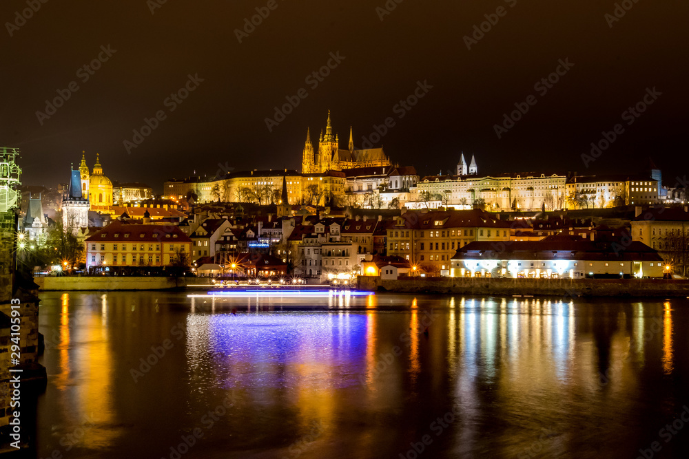 prague castle in night scene czech prague castle in night scene czech