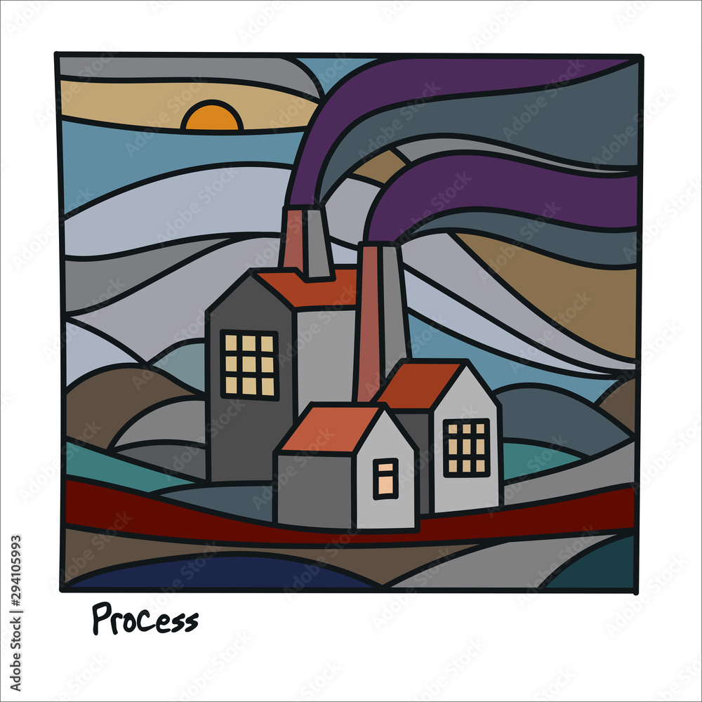 Fototapeta premium Huge factory chimneys with dense smoke