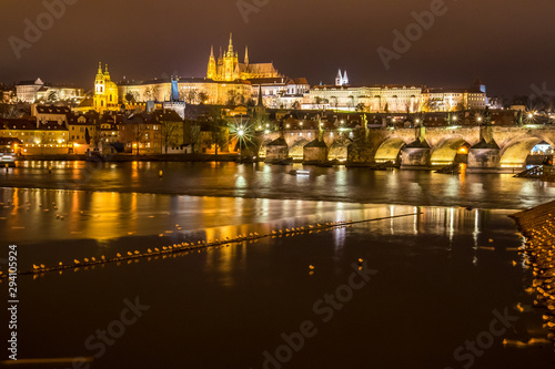 Photography prague castle in night scene czech