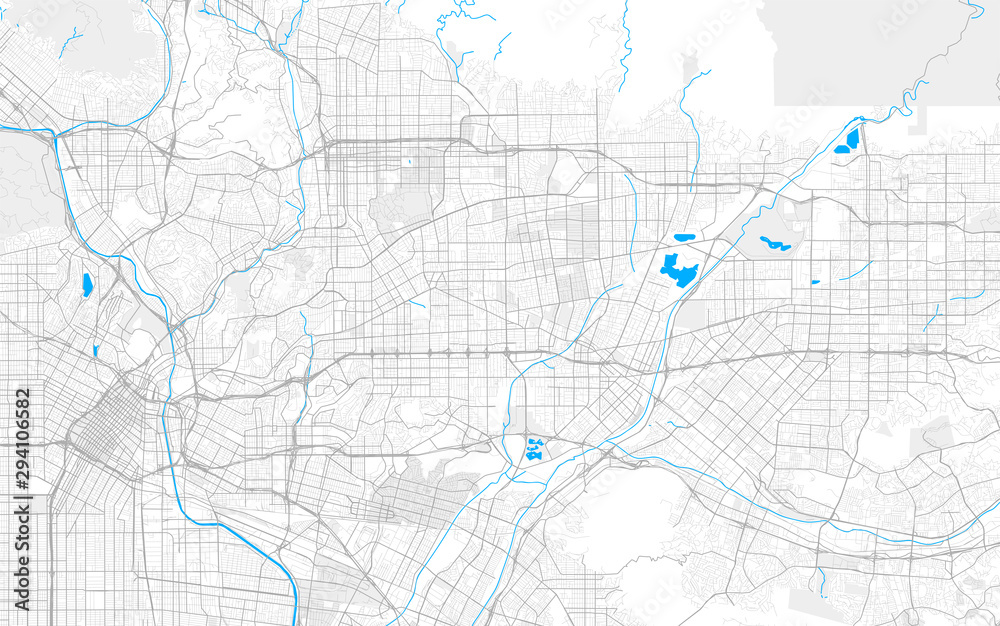 Rich detailed vector map of Rosemead, California, USA