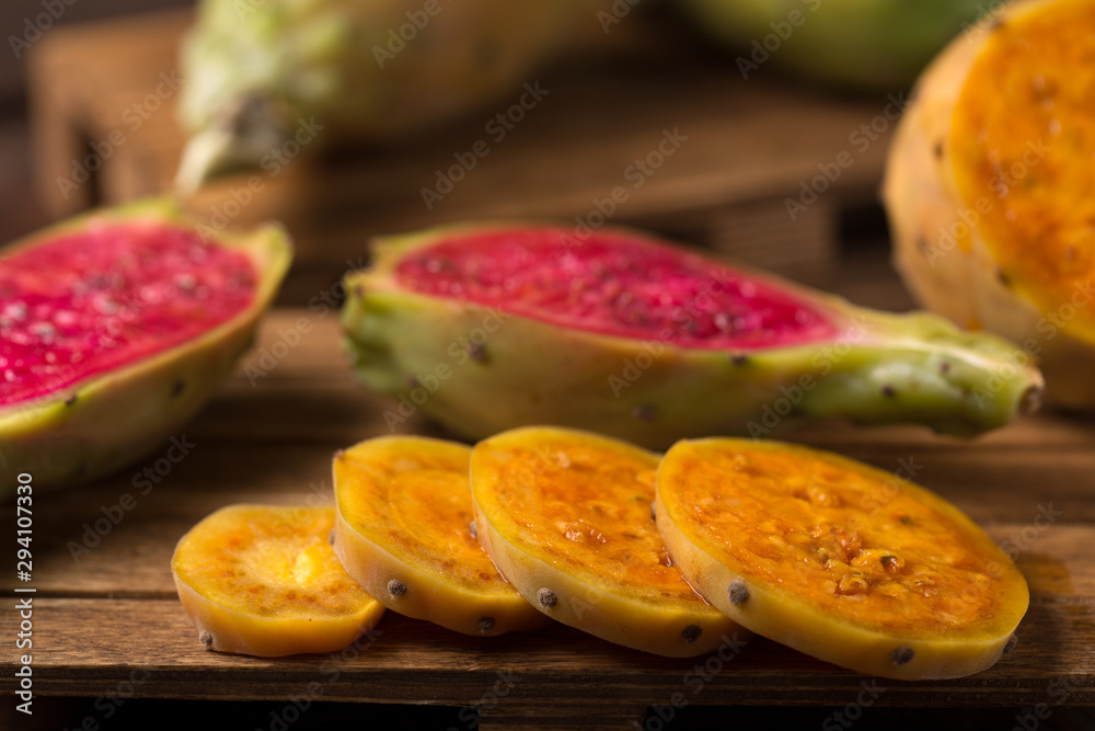 cactus fruit over wooden background cactus fruit over wooden background