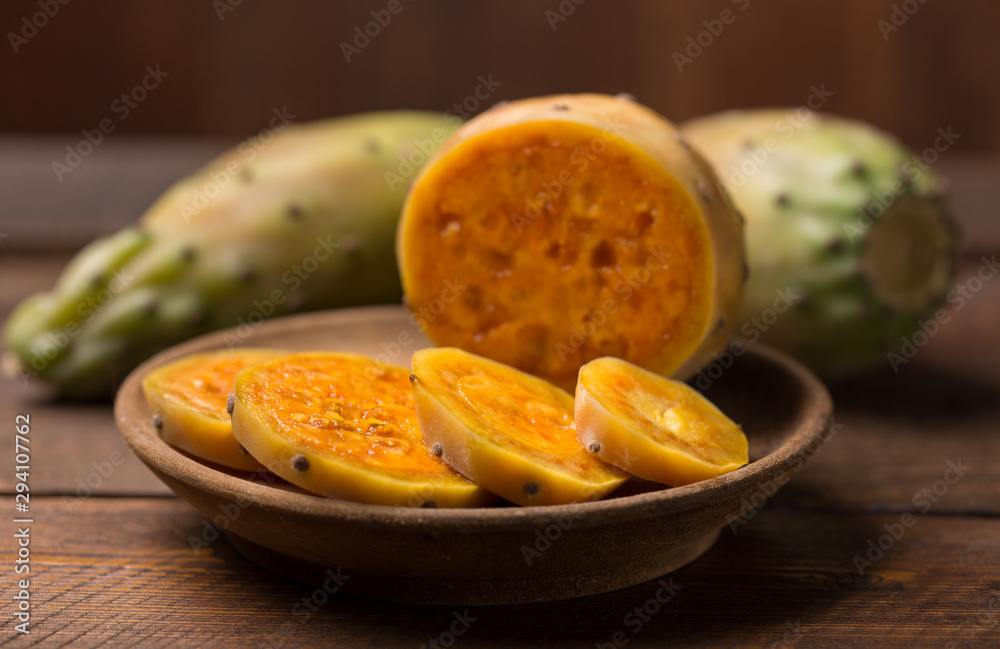 cactus fruit over wooden background cactus fruit over wooden background