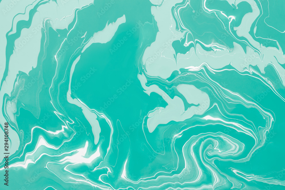 Abstract mint green fluid art. Random Waves and Curls made marble background or texture Abstract mint green fluid art. Random Waves and Curls made marble background or texture
