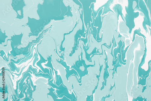 Abstract mint green fluid art. Marble effect background or texture