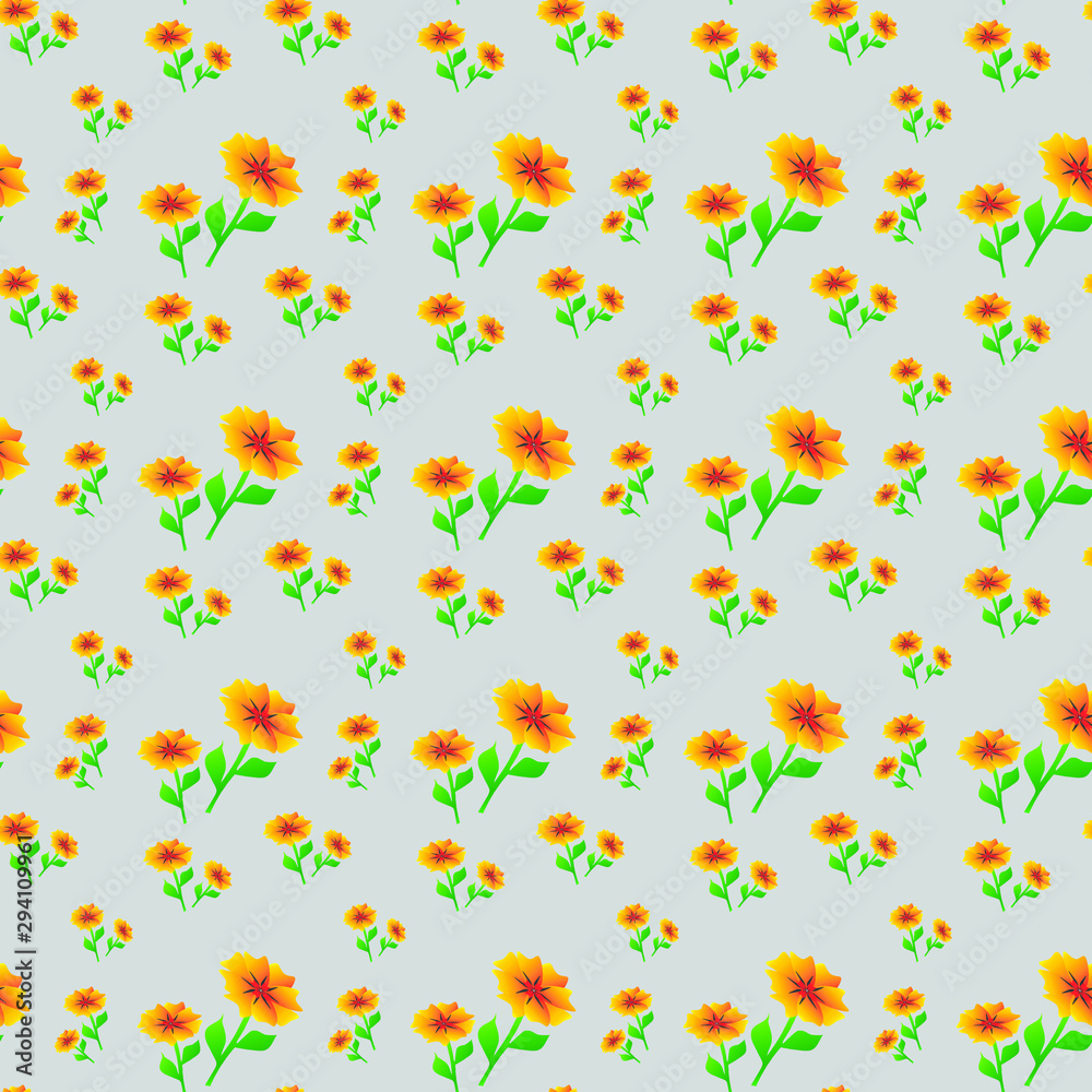 seamless pattern with orange flowers