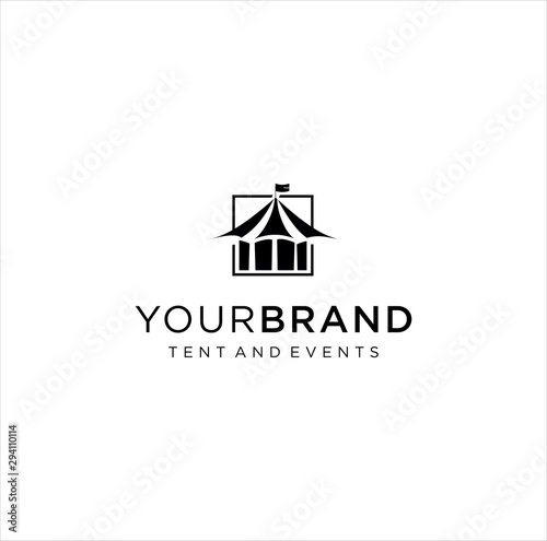 Event Tent Logo Vintage Hipster Retro Design Vector Stock Illustration