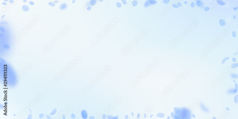 Dark blue flower petals falling down. Attractive r Dark blue flower petals falling down. Attractive r