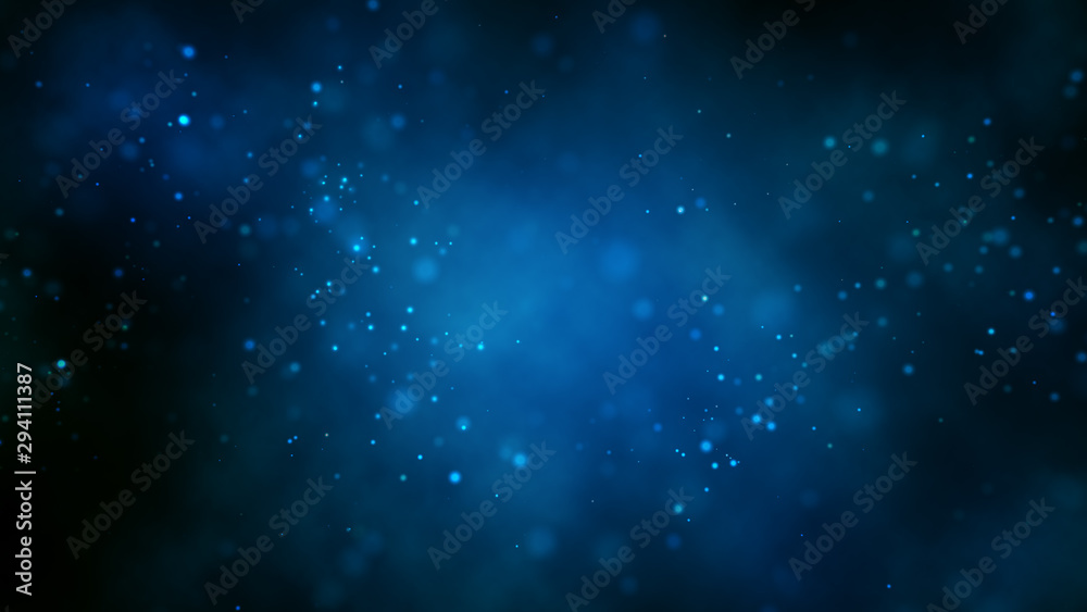 Abstract bright glitter blue background out of focus.3 d render.