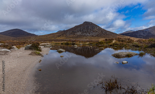 Mount Doan and reflection in the Mourne mountains, County Down, Northern Ireland