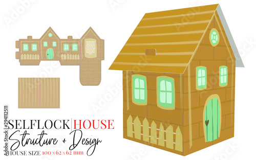 House Box Template Vector With Die Cut Laser Cut Lines Christmas Gift Box Self Lock Cut