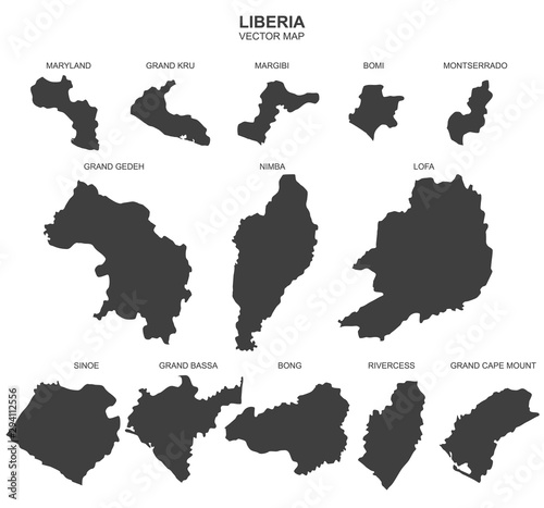 political map of Liberia isolated on white background