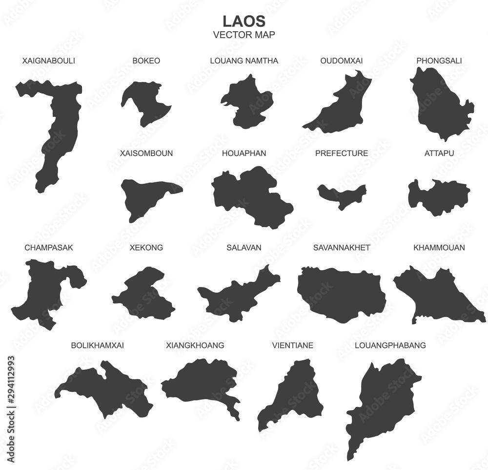 political map of Laos isolated on white background political map of Laos isolated on white background