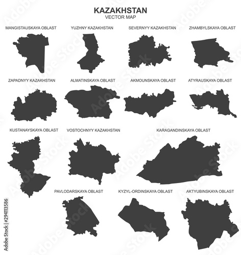 political map of Kazakhstan isolated on white background