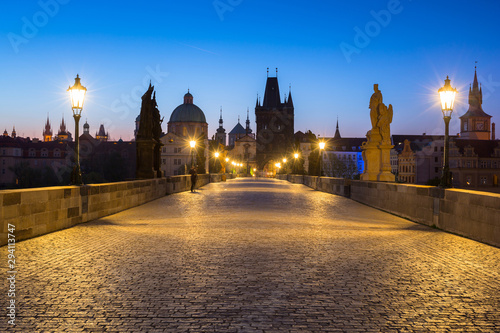 Beautiful Charles bridge in Prague at dawn, Czech Republic