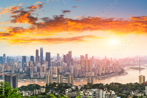 Sunset cityscape and skyline in Chongqing