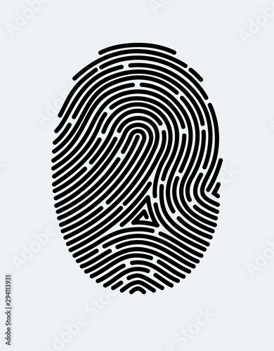 Fingerprint icon. Cyber security concept. Digital security authentication concept. Biometric authorization. Identification. Vector illustration black isolated fingerprint sign on white background photo