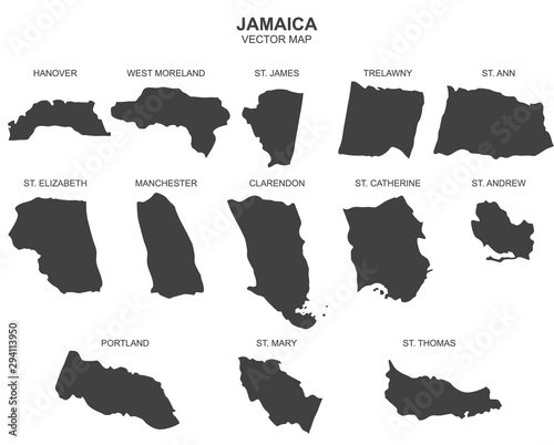 political map of Jamaica isolated on white background