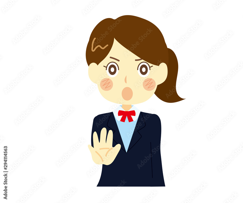 拒否拒絶する女性、女子高生 拒否拒絶する女性、女子高生