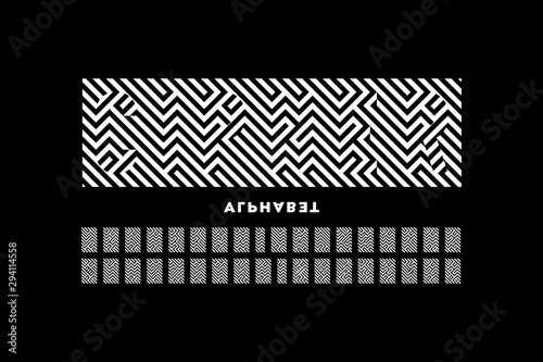 In cipher style font design, alphabet letters and numbers