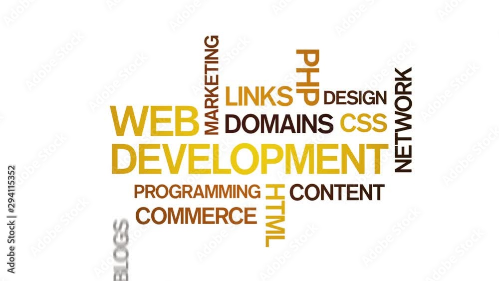 Video „4k Web Development Animated Tag Word Cloud;Text Design Animation ...