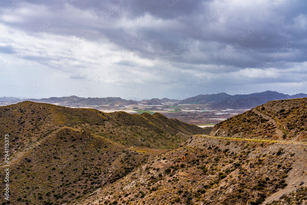 Mountain landscape in Canada Del Gallego near Mazarron, Murcia, Spain