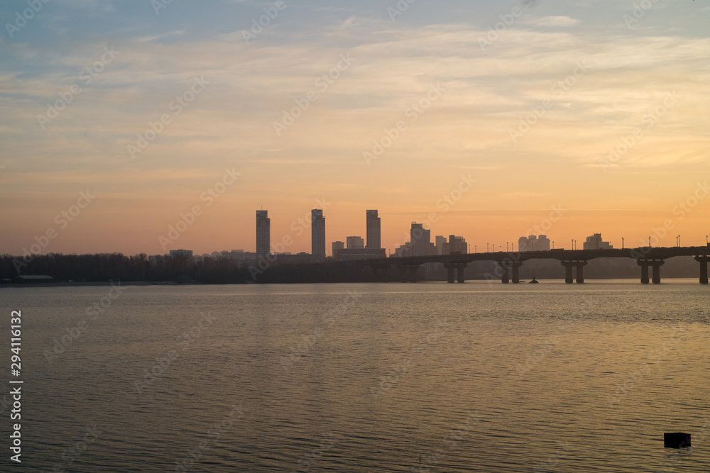 Obraz premium Morning sunset in Kyiv, Ukraine