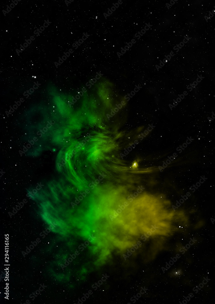 Star field in space and a nebulae. 3D rendering Star field in space and a nebulae. 3D rendering