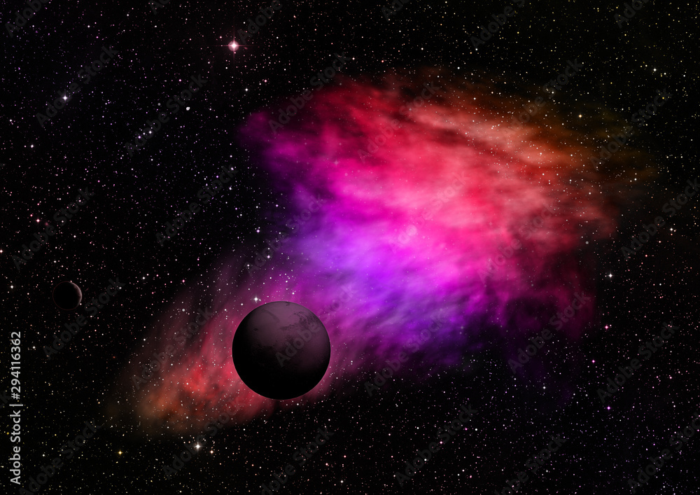 Obraz premium Planet in a space against stars. 3D rendering.
