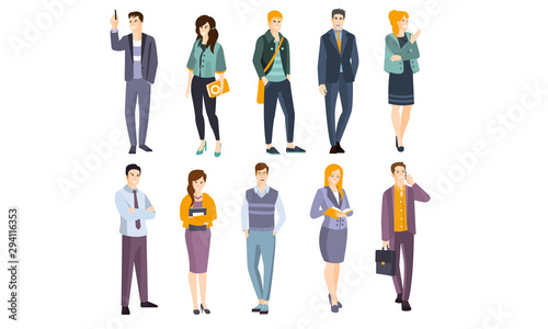 Office workers in modern clothes. Vector illustration.