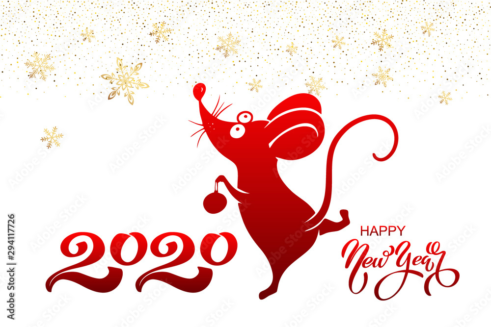 2020 Chinese New Year. Symbol of the year rat or mouse. Holiday concept - postcard or banner. Vector illustration. 2020 Chinese New Year. Symbol of the year rat or mouse. Holiday concept - postcard or banner. Vector illustration.