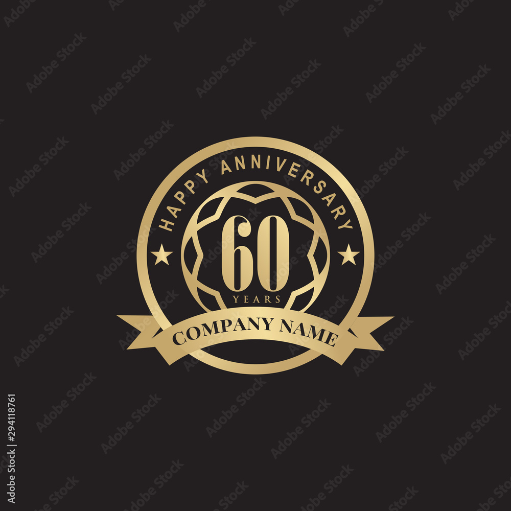 60th years celebrating anniversary icon logo design vector template