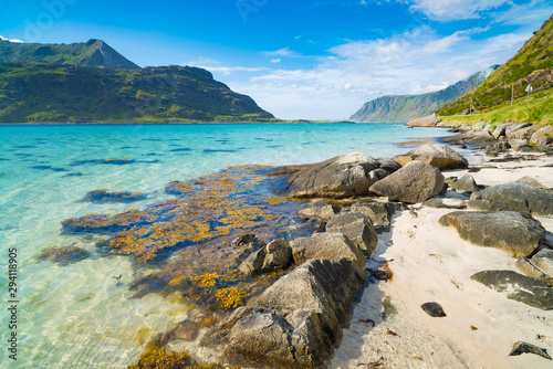 Foto beautiful sand beach on the lofoten islands in Norway